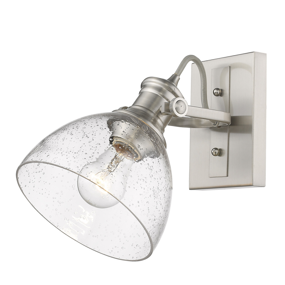 Yep by Golden Lighting Hines 1-light Vanity in Pewter and Seeded Glass